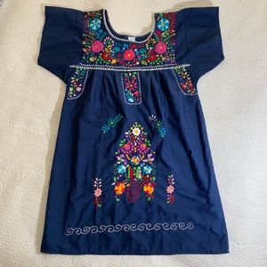 Navy Mexican Embroidered Top / Dress